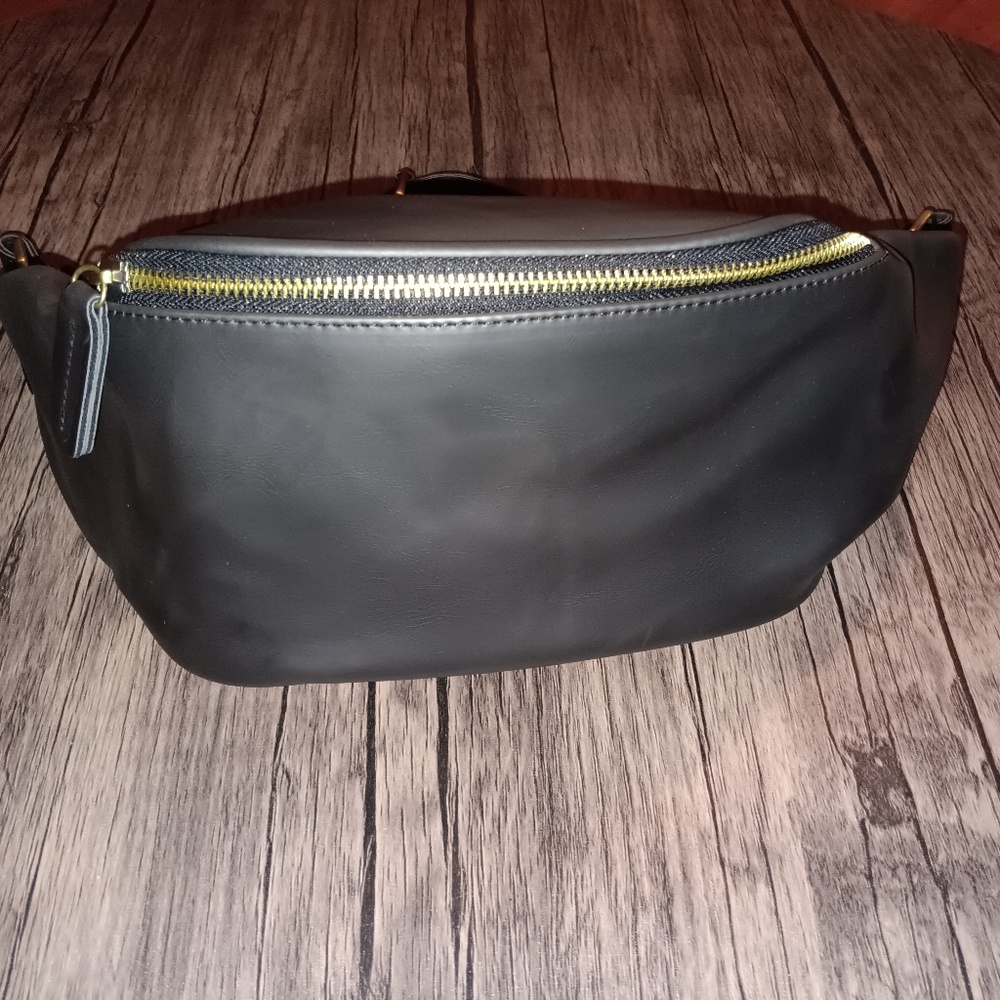 Black Sling Purse Gold Accents